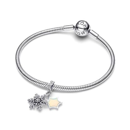 Charm femme pandora pendant double flocon de neige opalescent 794142c01 – charms
