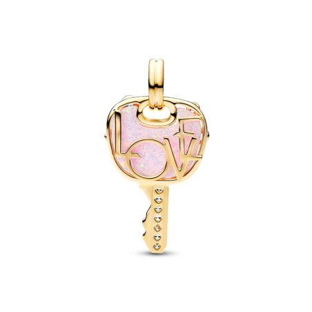 Charm femme pandora grand pendant clé d'amour rose opalescente 764349c01 – charms