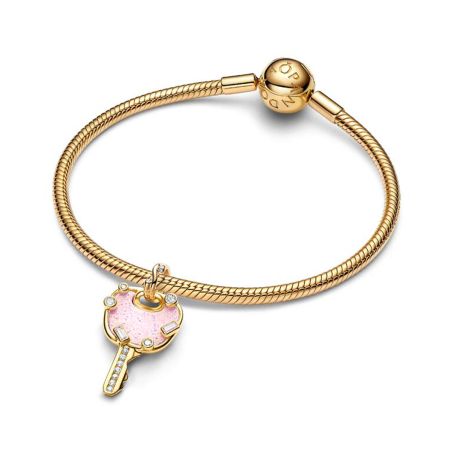 Charm femme pandora grand pendant clé d'amour rose opalescente 764349c01 – charms