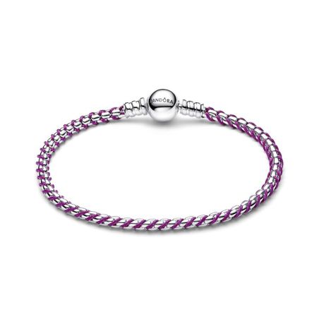 Bracelet femme pandora moments maille vénitienne cordon violet 593816c03 – bracelets personnalisables