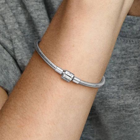 Bracelet Femme PANDORA Moments Maille Serpent Fermoir Barillet Sécurité 594596C00