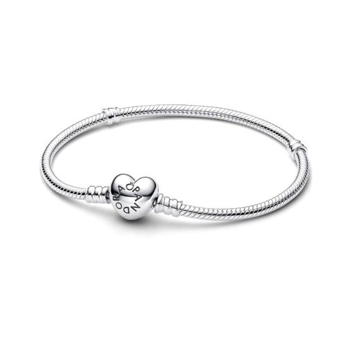Bracelet Femme PANDORA Moments Cœur et Maille Serpent 594594C00