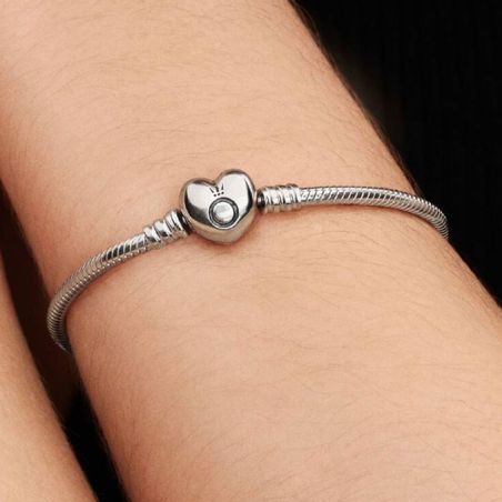 Bracelet Femme PANDORA Moments Cœur et Maille Serpent 594594C00