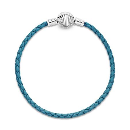 Bracelet femme pandora moments cuir tressé turquoise fermoir coquillage 598951c01 – bracelets personnalisables