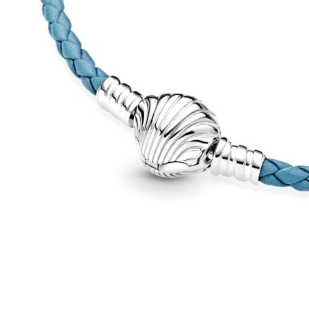 Bracelet femme pandora moments cuir tressé turquoise fermoir coquillage 598951c01 – bracelets personnalisables