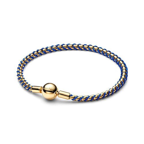 Bracelet Femme PANDORA Maille Vénitienne Cordon Bleu Azur Doré 563816C02