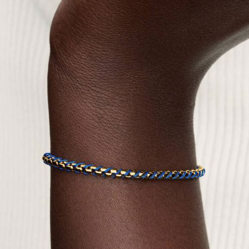 Bracelet Femme PANDORA Maille Vénitienne Cordon Bleu Azur Doré 563816C02