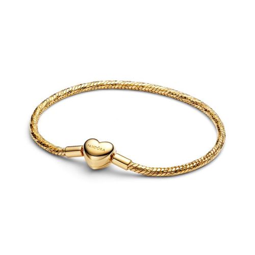 Bracelet Femme PANDORA Maille Serpent Facettée Fermoir Cœur Doré 564236C00