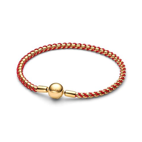 Bracelet Femme PANDORA Maille Serpent Cordon Rouge 563816C01