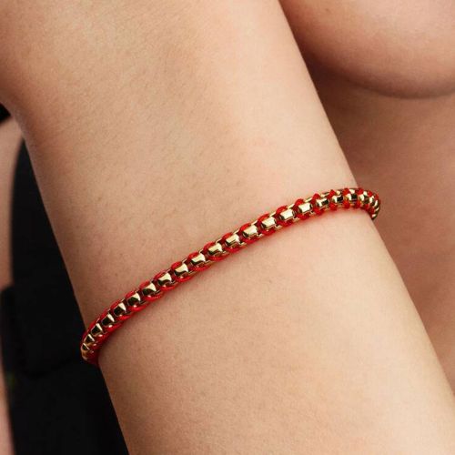 Bracelet Femme PANDORA Maille Serpent Cordon Rouge 563816C01