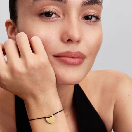 Bracelet femme pandora coulissant cordon noir cœur gravable 564420c01 – bracelets personnalisables