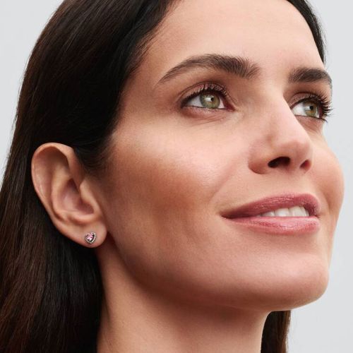Boucles d'Oreilles Femme PANDORA Clous Cœurs Surélevés Roses 298427C02