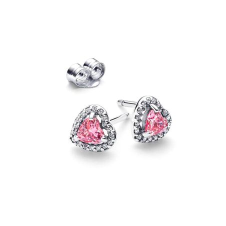 Boucles d'oreilles femme pandora clous cœurs surélevés roses 298427c02 – boucles d'oreilles femme argent