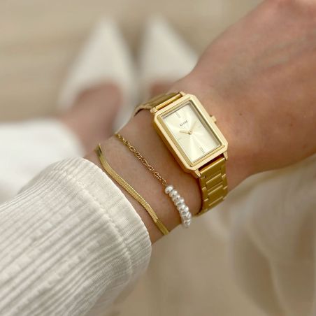 Montre femme cluse fluette acier doré cadran doré cw11507 – montres femme