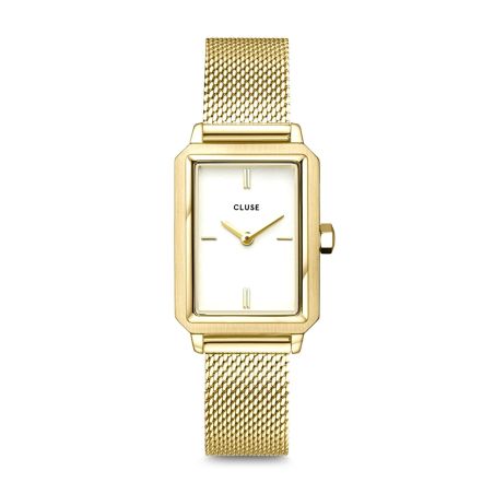 Montre femme cluse fluette mesh cadran blanc doré cw11508 – montres femme
