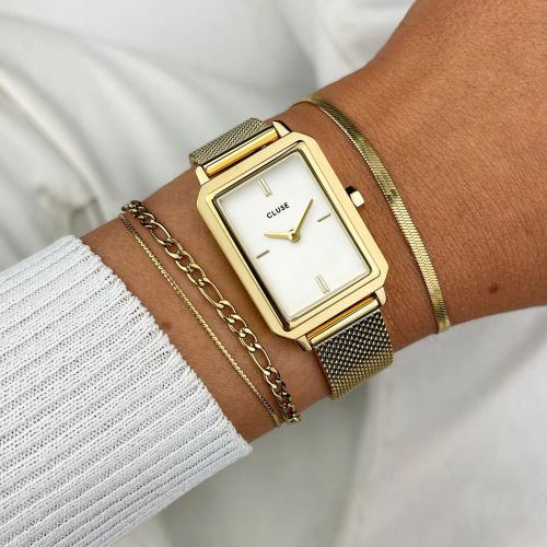 Montre Femme CLUSE Fluette Mesh Cadran Blanc Doré CW11508