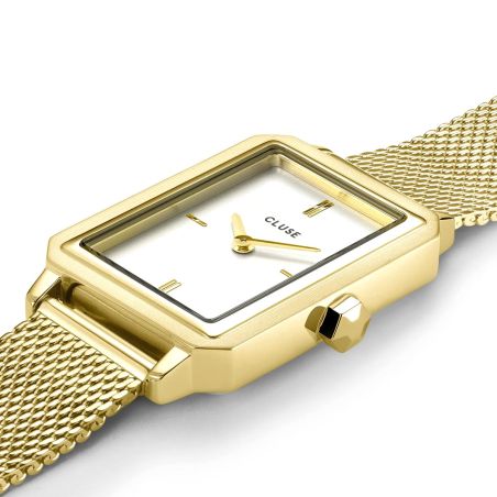 Montre femme cluse fluette mesh cadran blanc doré cw11508 – montres femme