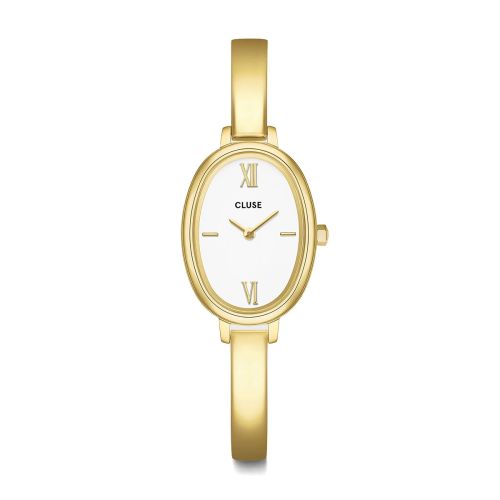 Montre Femme CLUSE L'Ovale Cadran Blanc Chiffres Romains Dorée CW16101