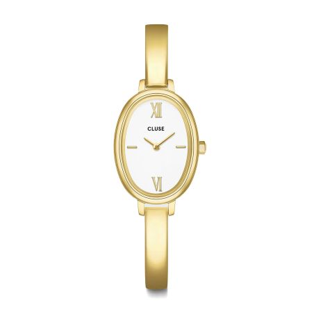 Montre femme cluse l'ovale cadran blanc chiffres romains dorée cw16101 – montres femme