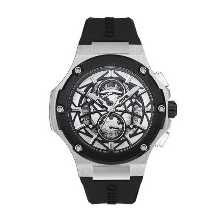 Montre homme cerruti 1881 chronographe squelette argent bracelet caoutchouc cra29804 – montres homme