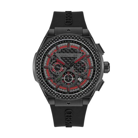 Montre homme cerruti 1881 chronographe cadran noir rouge silicone 100m ciwgo2112004 – montres homme