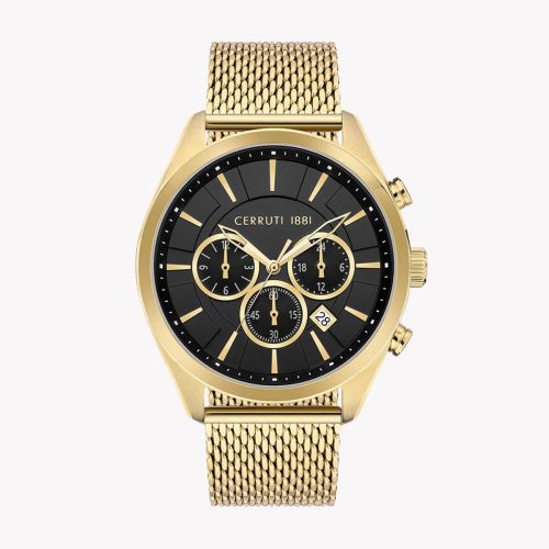 Montre Homme CERRUTI 1881 Cadran Noir Boîtier Doré Bracelet Acier CIWGK2007601