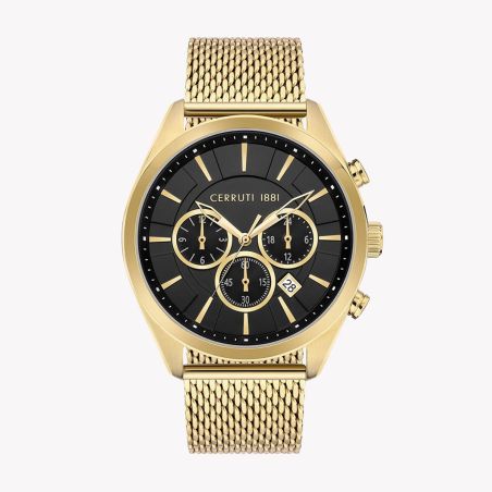 Montre homme cerruti 1881 cadran noir boîtier doré bracelet acier ciwgk2007601 – montres homme