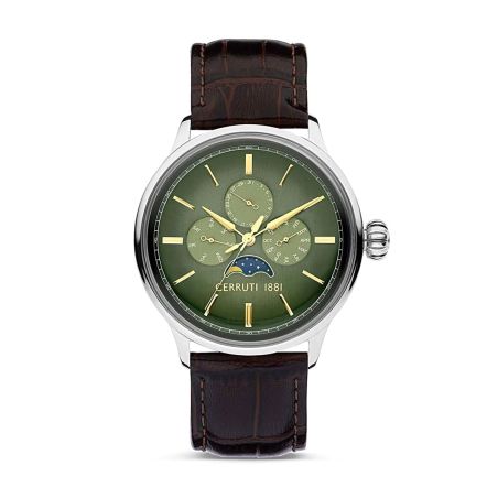 Montre homme cerruti 1881 dervio cadran vert verre saphir cuir marron ciwgf2224602 – montres homme