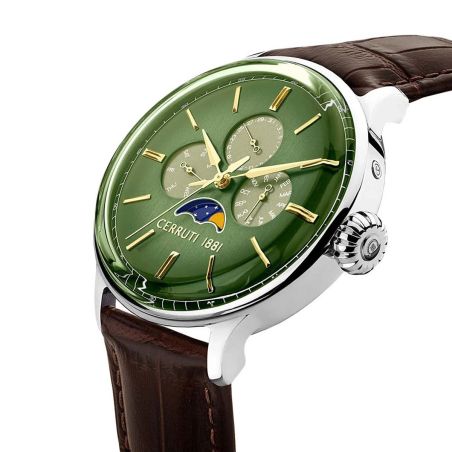 Montre homme cerruti 1881 dervio cadran vert verre saphir cuir marron ciwgf2224602 – montres homme