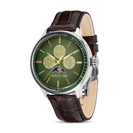 Montre homme cerruti 1881 dervio cadran vert verre saphir cuir marron ciwgf2224602 – montres homme