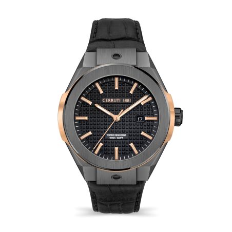 Montre homme cerruti 1881 ruscello slim cadran noir guillochage cuir ciwgb2116801 – montres homme