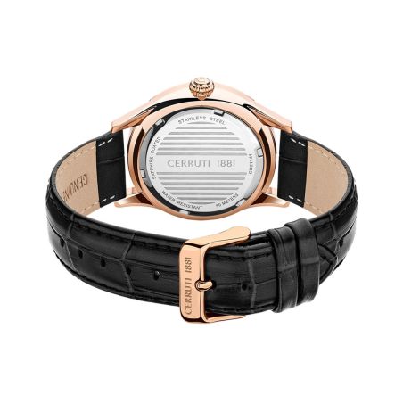 Montre homme cerruti 1881 torcegno cadran noir boîtier doré rose cuir ciwgb2114104 – montres homme