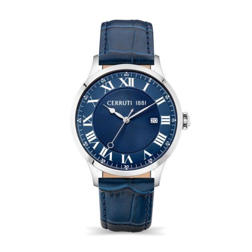 Montre Homme CERRUTI 1881 Torcegno Cadran Bleu Bracelet Cuir CIWGB2114101