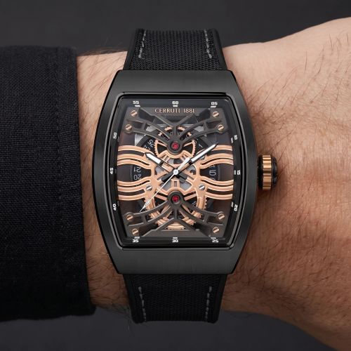 Montre Homme CERRUTI 1881 Calliano Cadran Squelette Silicone Noir CIWGN2113401