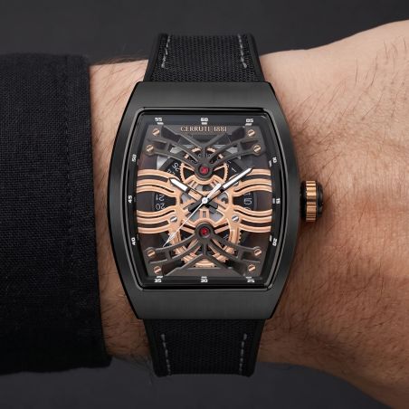 Montre Homme CERRUTI 1881 Calliano Cadran Squelette Silicone Noir CIWGN2113401