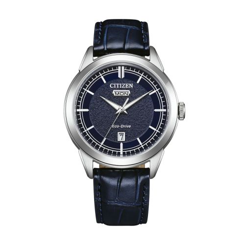 Montre Homme CITIZEN Elegance Classic Eco-Drive Cadran Bleu Cuir AW0151-00LC