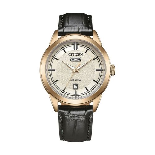Montre Homme CITIZEN Elegance Classic Eco-Drive Cadran Noir Doré Cuir AW0153-04AC