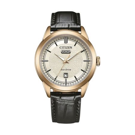 Montre homme citizen elegance classic eco-drive cadran noir doré cuir aw0153-04ac – montres homme