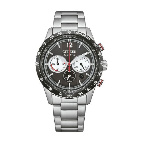 Montre Homme CITIZEN Vintage Racing Eco-Drive Chronographe Cadran Noir Acier CA4714-55E