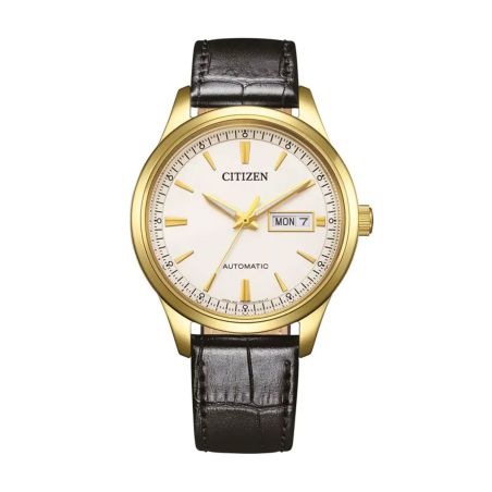 Montre homme citizen mecha gents automatique cadran blanc doré plaqué or ny4059-09ac – montres homme
