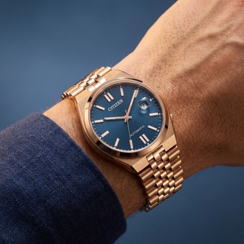 Montre Homme CITIZEN Tsuyosa 60 Bleu Cendré Automatique Verre Saphir NK0023-57L