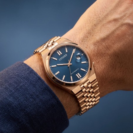 Montre Homme CITIZEN Tsuyosa 60 Bleu Cendré Automatique Verre Saphir NK0023-57L