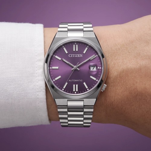 Montre Unisexe CITIZEN Tsuyosa 37mm Automatique Cadran Violet Tonneau NJ0200-50W