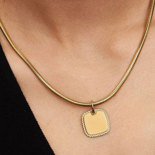 MÃ©daillon Femme PANDORA CarrÃ© Gravable DorÃ© Oxydes Zirconium 364009C01