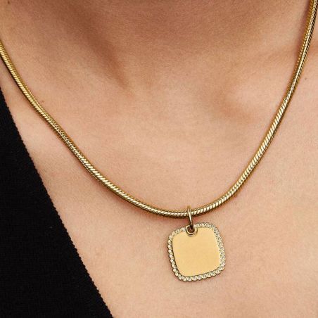 MÃ©daillon Femme PANDORA CarrÃ© Gravable DorÃ© Oxydes Zirconium 364009C01