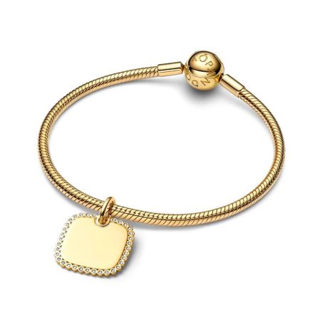 Médaillon femme pandora carré gravable doré oxydes zirconium 364009c01 – charms