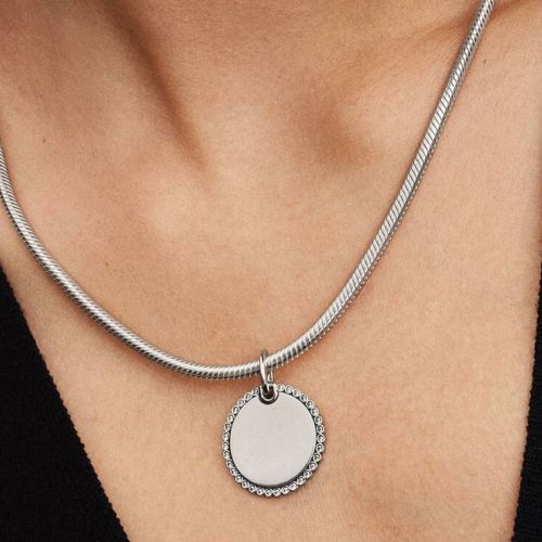 Charm Femme PANDORA Tag Rond Gravable Argent Halo Zirconium 394007C01
