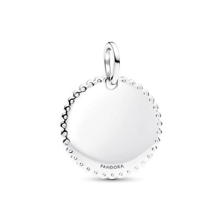 Charm femme pandora tag rond gravable argent halo zirconium 394007c01 – charms