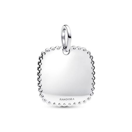 Charm femme pandora tag carré gravable argent halo zirconium 394009c01 – charms