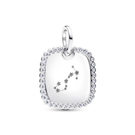 Charm femme pandora tag carré gravable argent halo zirconium 394009c01 – charms